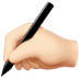 ✍🏻 writing hand: light skin tone display on Apple